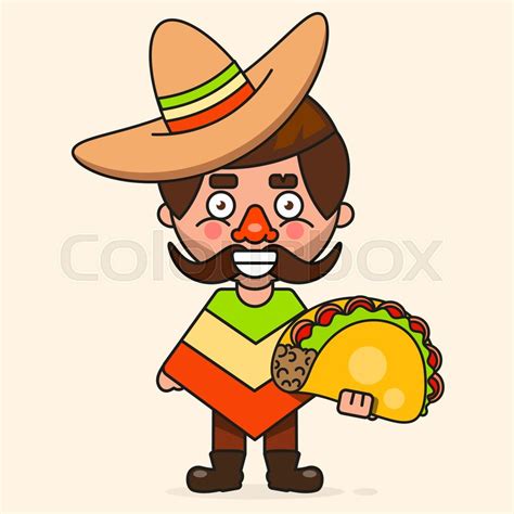 Mexican Cartoon Man Ready For Your Stock Vector Colourbox