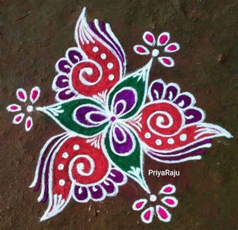 3×2colourful Deepam Rangoli Kolam Rangoli Designswith Dots Simple Easy