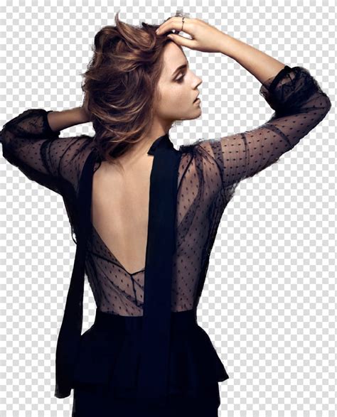 Free Download Emma Watson Woman Wearing Black Sheer Open Back Dress