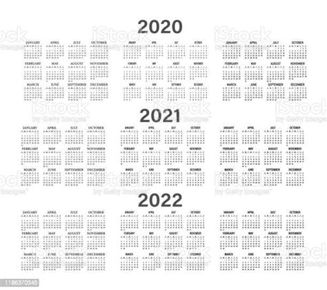 Calendar 2020 2021 2022 Different Calendar Of Year Different Font Type