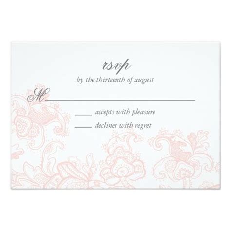 Elegant Pink Lace Wedding Rsvp Card Zazzle Rsvp Wedding Cards Lace