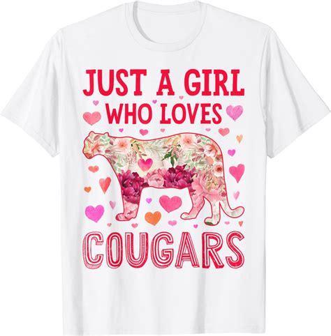 just a girl who loves cougars funny women cougar flower t t shirt clothing