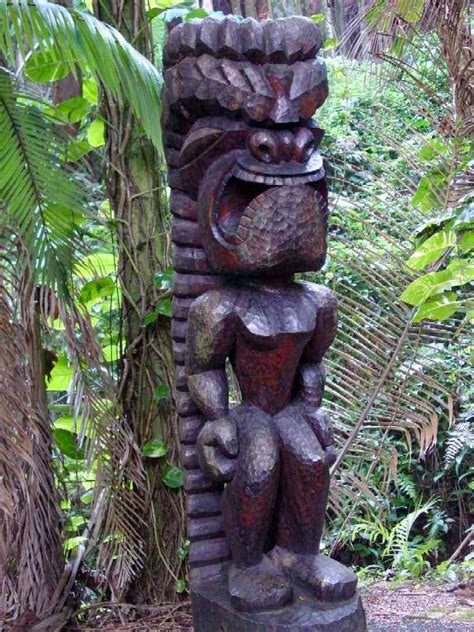 Hawaiian Tiki Statue In Enchanted Forest