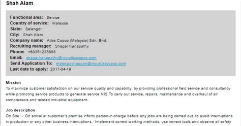Searching for shah alam job or career in malaysia? Oil &Gas Vacancies: Service Technician - Compressor ...