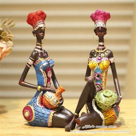 Exóticos Africanos Tribales Mujer Estatuilla De Resina Creativo