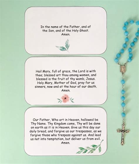 Traditional Catholic Rosary Prayer Cards Etsy