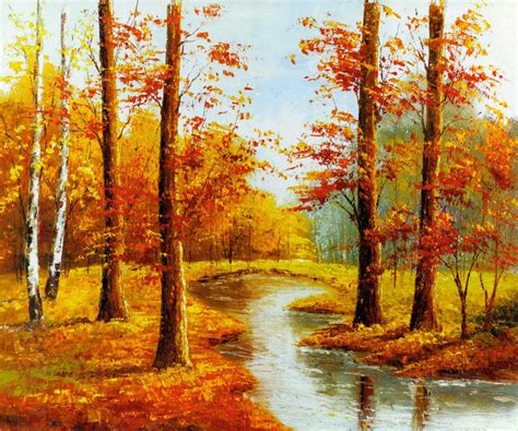 China Autumn Landscape Canvas Oil Paintings For Hotel