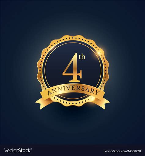 Luckily, deep discounts from fourth of. 4th anniversary celebration badge label in golden Vector Image