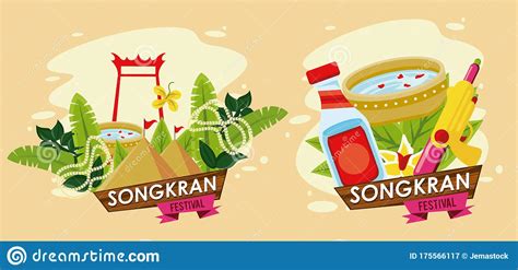 songkran celebration party scenes icons stock vector illustration of history festival 175566117