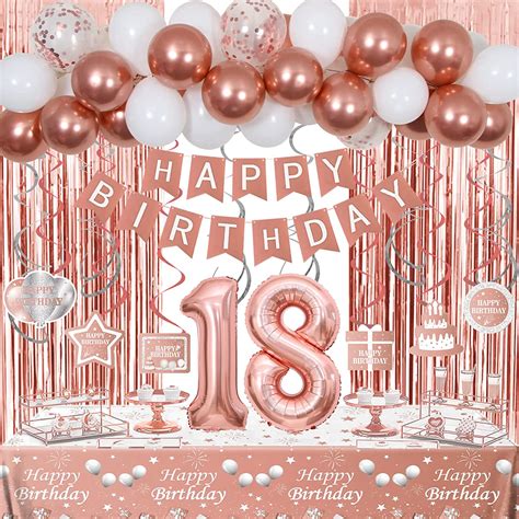 18th Birthday Decorations For Girls Rose Gold 18th Birthday Balloons