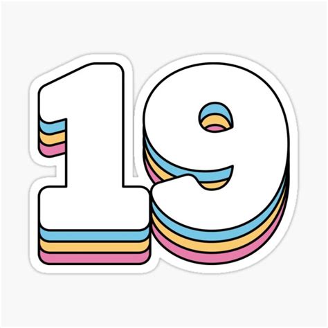 19 Number Sticker For Sale By Hanakiart Redbubble