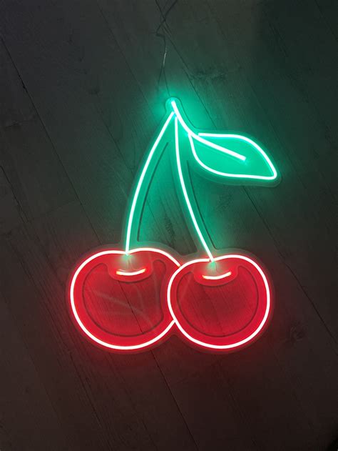 Cherry Neon Sign Wall Sign Home Decoration Led Lamp Etsy