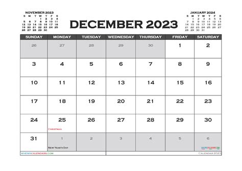 Free December 2023 Calendar Printable Pdf In Landscape