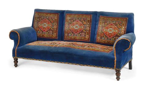 A Late Victorian Blue Velvet Upholstered Sofa Circa 1900 Sofa