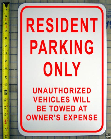 Resident Parking Only Sign 12 X 18 Aluminum Sign Ebay