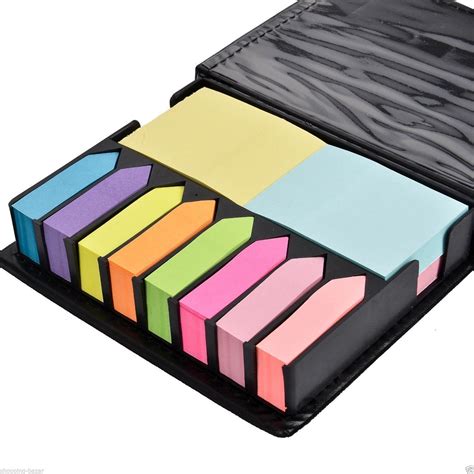 Post It Type Sticky Memo Notes Index Tabs In Leather Look Desktop Box