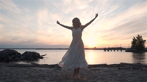 Beautiful Girl Dancing At Sunset On The Shore Stock Video Footage Sbv Storyblocks