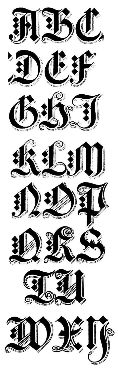 Gothic Alphabets Karens Whimsy Lettering Alphabet Tattoo Fonts