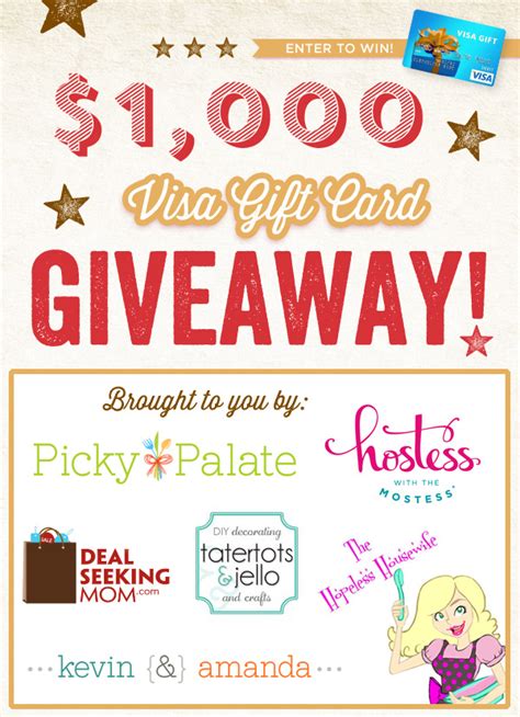 Right now you have the chance to claim a $1,000 visa gift card! $1000 Visa Gift Card Giveaway! - Tatertots and Jello