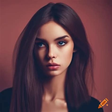 Portrait Of A Beautiful Woman With Brown Hair And Brown Eyes On Craiyon