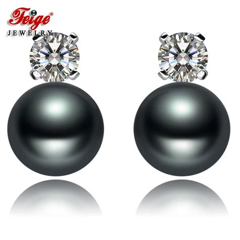 Classic Vingate Black Pearl Stud Earrings For Woman Party Jewelry Ts