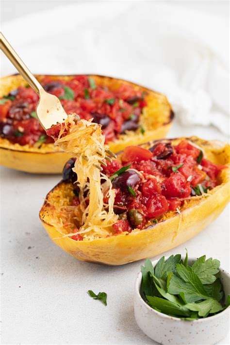 Vegan Spaghetti Squash Alla Puttanesca Gluten Free