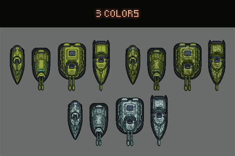 Free Top Down Military Boats Pixel Art