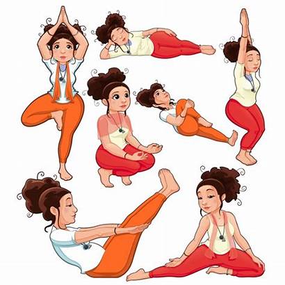 Yoga Positions Cartoon Poses Vector Pose Funny