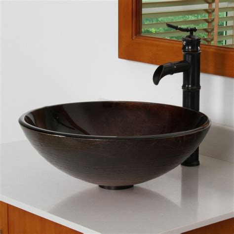 Elite Neutral Handcrafted Glass Circular Vessel Bathroom Sink And Reviews