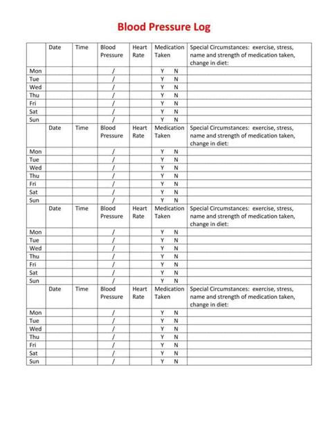 10 Free Blood Pressure Chart Templates Word Templates