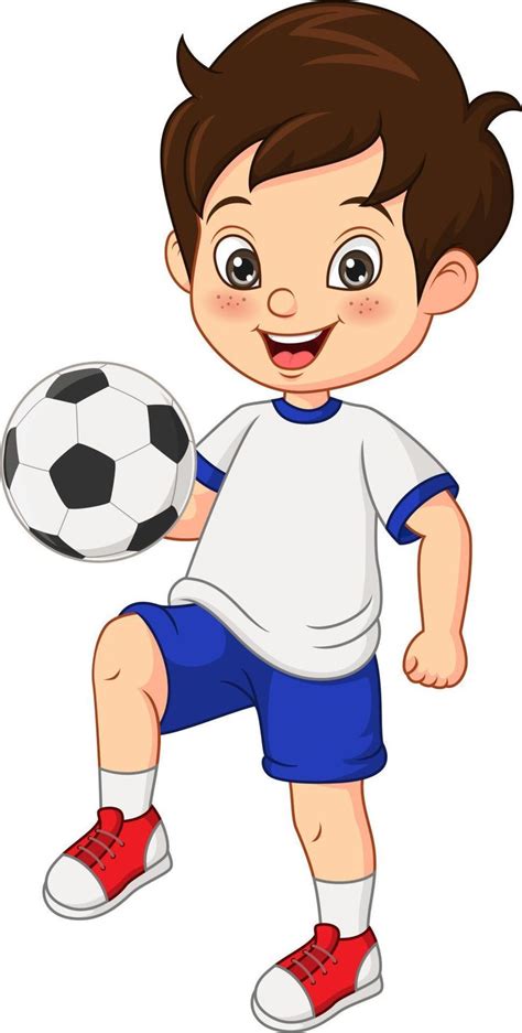 Cartoon Little Boy Playing Football Cute Cartoon Boy Little Boy