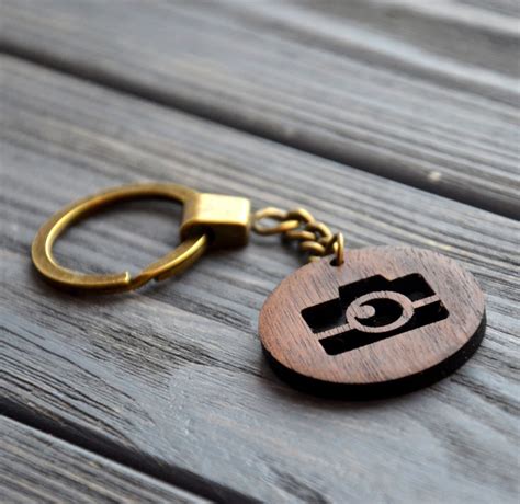 Camera Keychain Custom Wooden Engraved T For Friend Dad