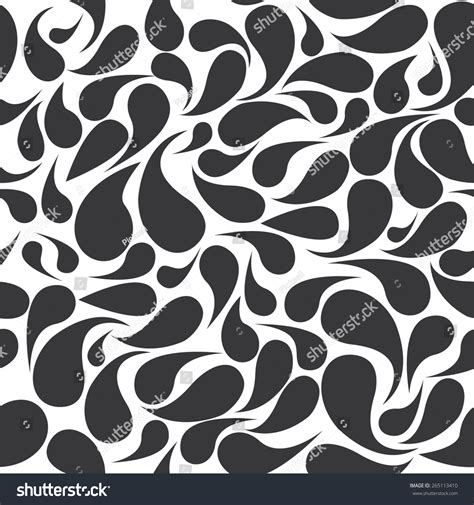 Seamless Black And White Vintage Simple Paisley Pattern