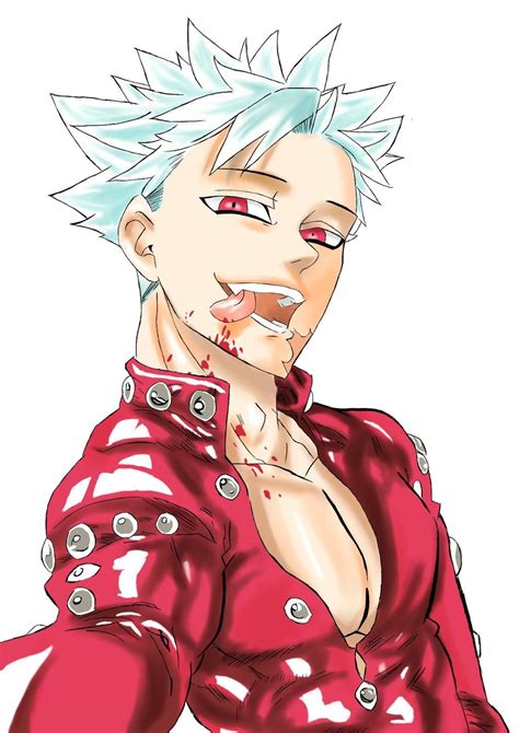 An Anime Character With White Hair And Blue Eyes Wearing Red Leather