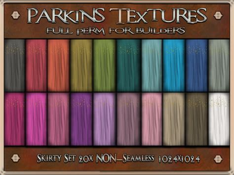 second life marketplace parkins textures skirty set 20x full perm non seamless 1024x1024