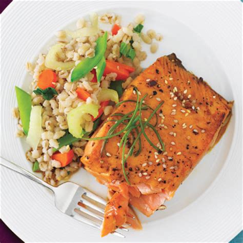 Camarasa j.m., ortonne j.p., dubertret l. Honey and Sesame-Glazed Salmon with Confetti Barley Salad ...