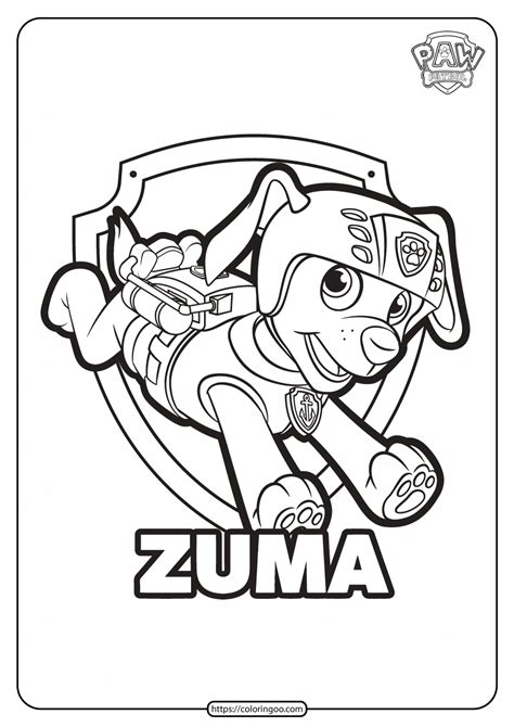 Unleash creativity and develop early learning skills with these fun, free coloring sheets and activities. Free Printable Paw Patrol Zuma Coloring Pages