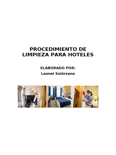 Procedimiento De Limpieza Para Hoteles Elaborado Por Leonel Solórzano