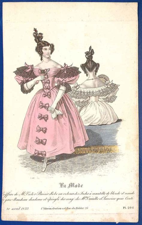 Romantic Regency Era 1833 Fashion Print Antique Gowns La Mode
