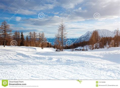 Beautiful Alpine Mountains Winter Landscape Stock Image Image Of