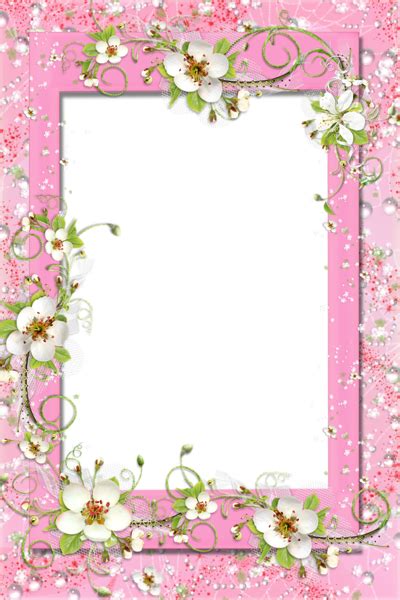 Design customized ornamented flower photo frames and borders for free. Transparent Pink PNG Frame with Flowers | Gallery ...