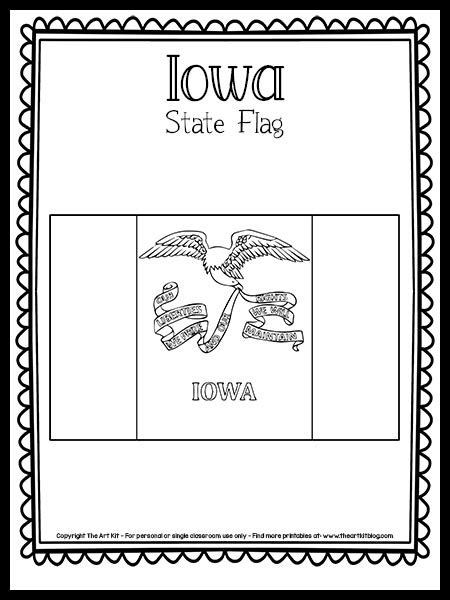 Iowa State Flag Coloring Page Free Printable The Art Kit