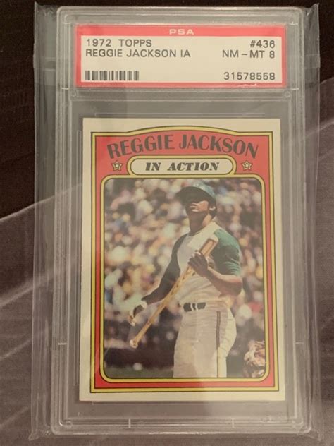 Reggie jackson had a double and a single in the 1972 all star game but was stranded on base both times. 1972 Topps Reggie Jackson Graded PSA 8