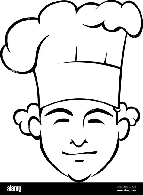 Smiling Chef With A Tall Toque And Curly Hair Outline Doodle Sketch In