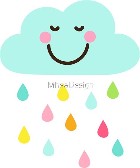 Cute Happy Cloud With Colorful Raindrops Sticker