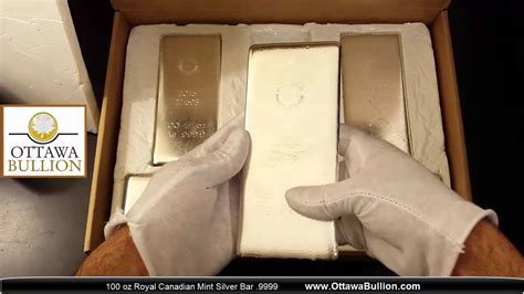 100 Oz Royal Canadian Mint Silver Bars Ottawabullion Youtube