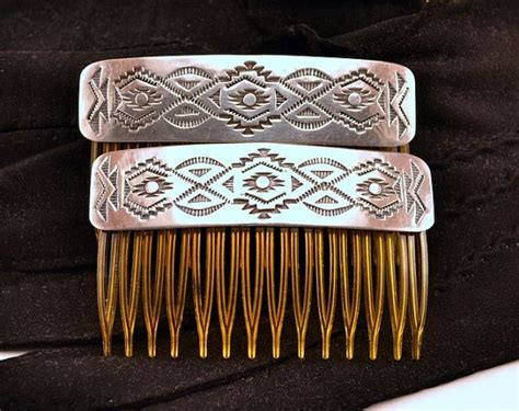 Vintage Pair Of Laner Navajo Sterling Silver Hair Combs Silver Hair