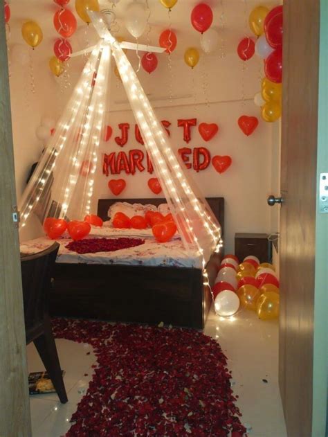 First Night Room Decoration For Newly Married Couple Wedding Bedroom