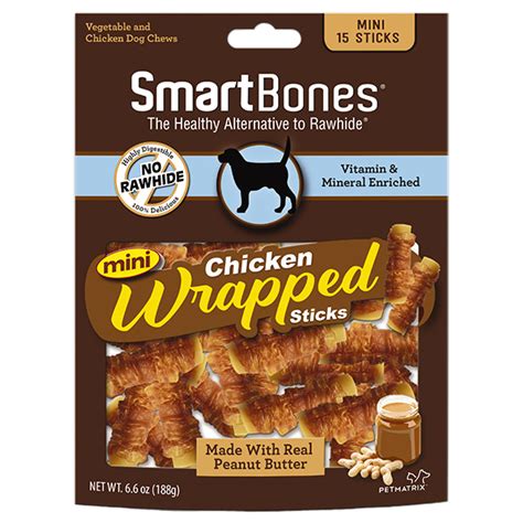 Smartbones Chicken Wrapped Peanut Butter Sticks Dog Chew Mini 15pk