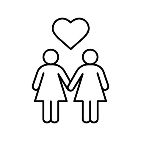 lesbian couple linear icon thin line illustration lesbian girls with heart shape above contour
